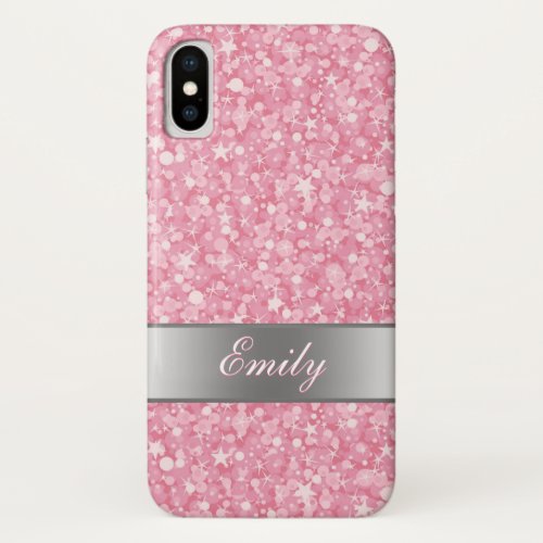 White Sparks And Pink Glitter iPhone X Case