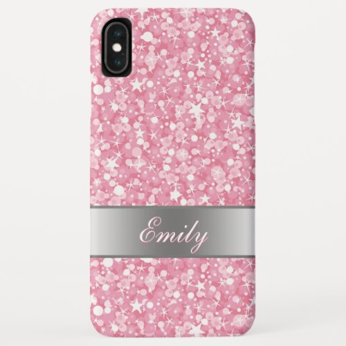 White Sparks And Pink Glitter Pattern iPhone XS Max Case