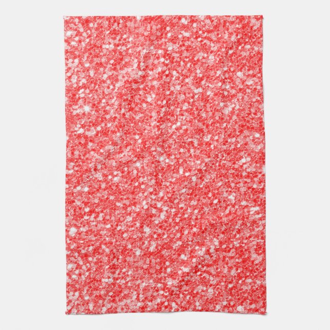 White Sparks And Red Glitter Pattern Kitchen Towel (Vertical)