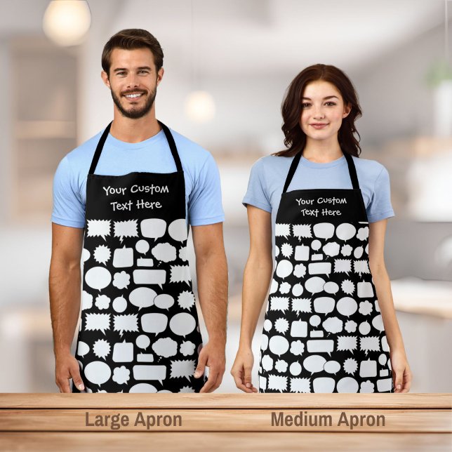 White Speech Bubbles Pattern Apron (Creator Uploaded)