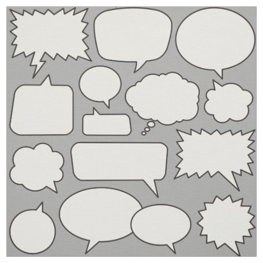 White Speech Bubbles Pattern Fabric