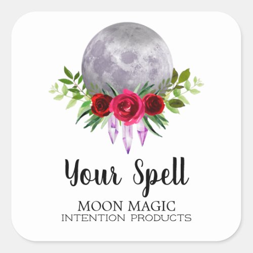 White Spell Jar Stickers With Crystal Moon
