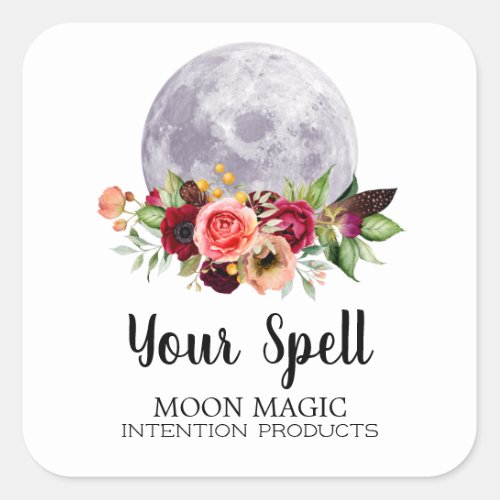 White Spell Jar Stickers With Flowers And Moon