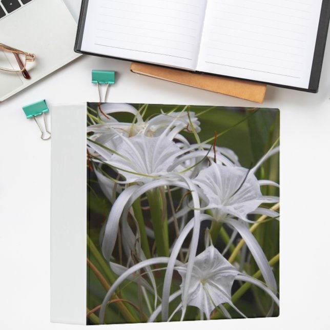White Spider Lilies Floral 3 Ring Binder (In Situ Office)