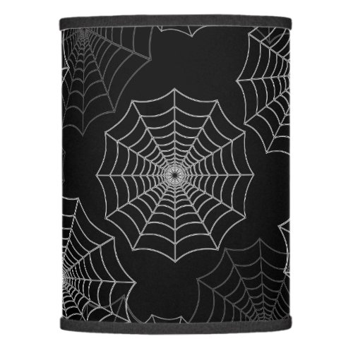 White Spider Web Cobweb Silk Pattern on Black Lamp Shade
