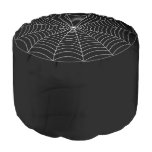 White spider web gothic minimalist Halloween black Pouf