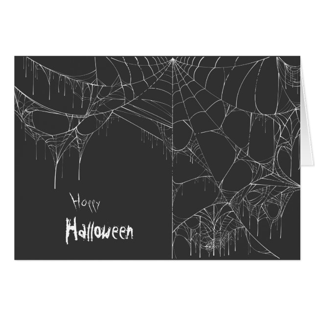 White spider web Halloween greeting card (Front Horizontal)