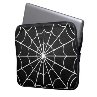 White Spider's Web Black Neoprene Laptop Sleeve