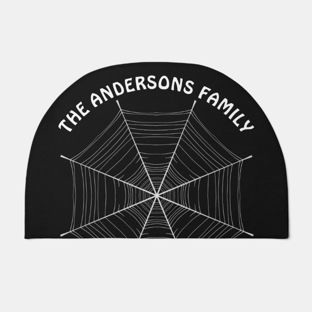White Spiderweb Halloween House Doormat (Front)