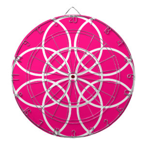 White Spiral Circles on Pink Dart Board