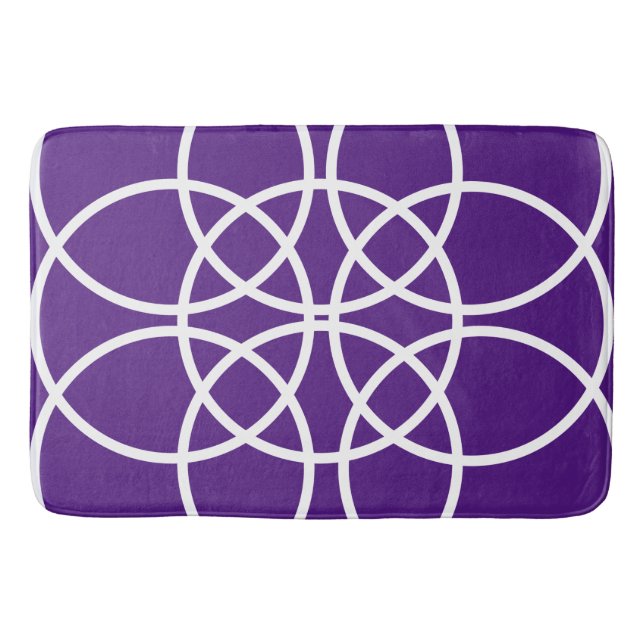 White Spiral Circles on Purple Bath Mat (Front)