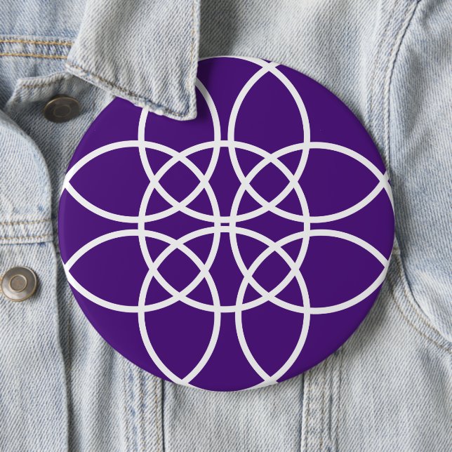 White Spiral Circles on Purple Button (In Situ)