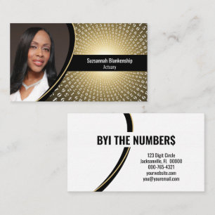 White Spiral Numbers on Gold Custom Photo  Business Card