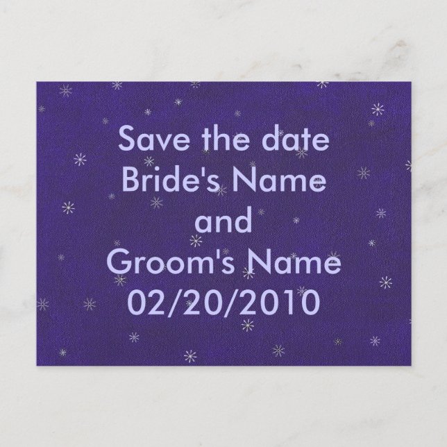 White spirals on blue, Save the date postcards (Front)