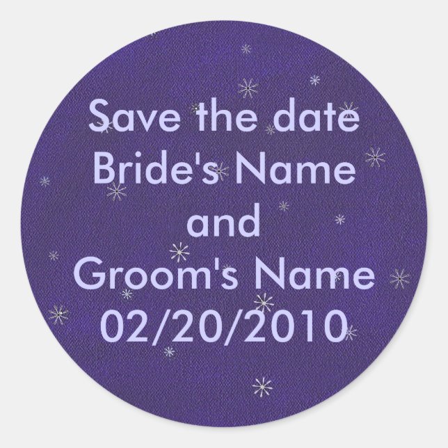 White spirals on blue, Save the date, stickers (Front)