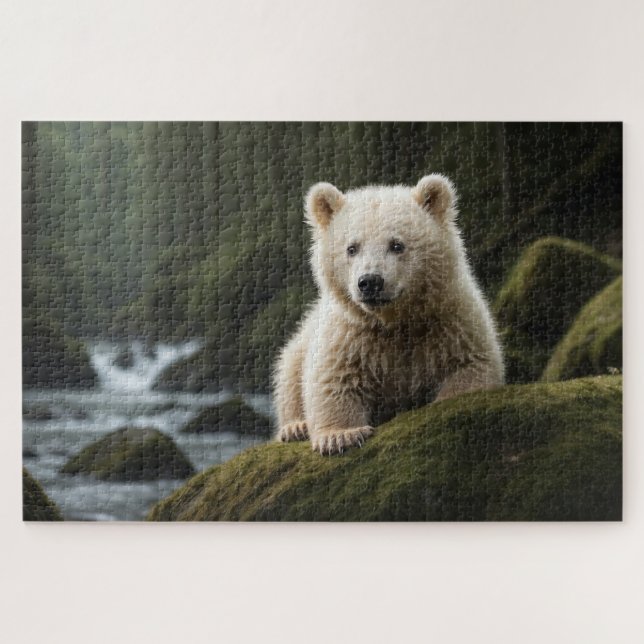 White Spirit Bear Cub Wildlife Art Jigsaw Puzzle (Horizontal)