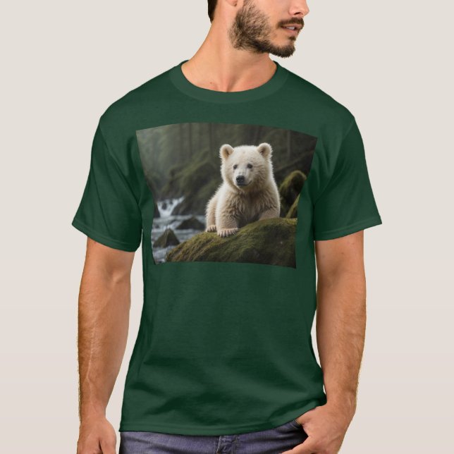 White Spirit Bear Cub Wildlife Art T-Shirt (Front)