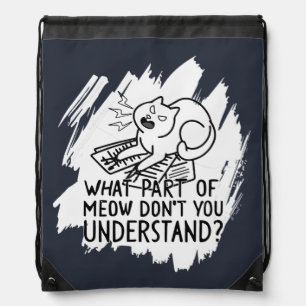 White Splash Funny Cat Quote Drawstring Bag