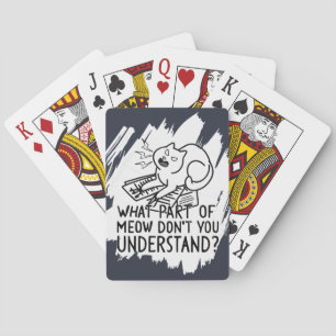 White Splash Funny Cat Quote Poker Cards