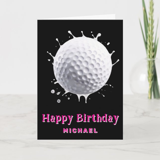 *~* WHITE Splash Golf Ball AP94  Birthday Card (Front)