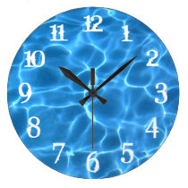 White Splash Numbers Blue Swimming Pool Large Clock White Splash Numbers Blue Swimming Pool Large Clock