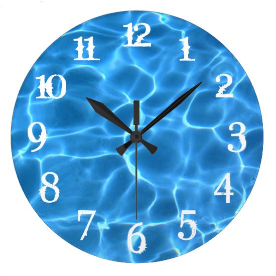 White Splash Numbers Blue Swimming Pool Large Clock