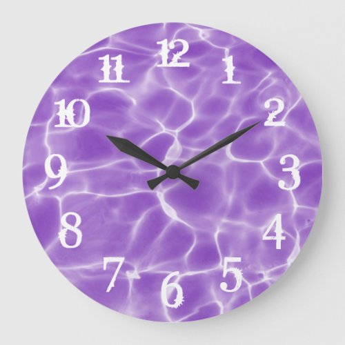 White Splash Numbers Purple Swimming Pool Large Clock