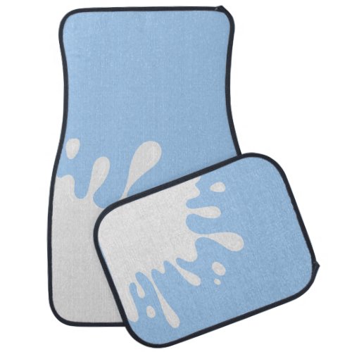 White Splash on Baby Blue Car Floor Mat