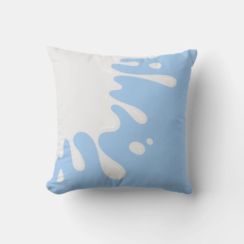 White Splash on Baby Blue Throw Pillow