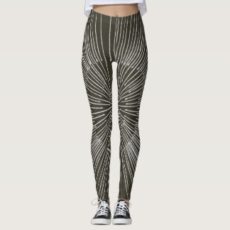 White spokes circular pattern on black, leggings