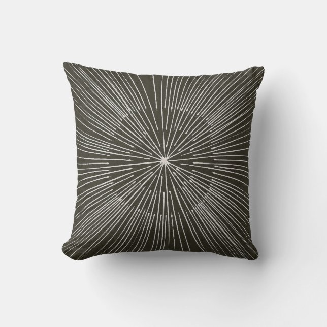 White spokes circular pattern on black  Pillow (Front)