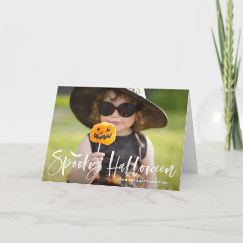 White Spooky Halloween Brush Lettering Overlay Holiday Card