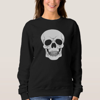 White Spooky Skull Silhouette Simple Halloween Sweatshirt