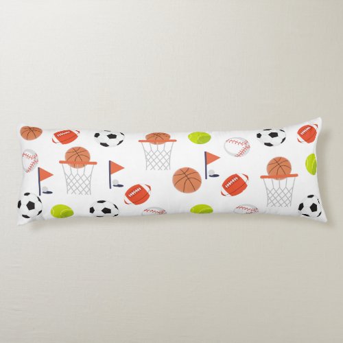 White Sports Balls Theme Collection Body Pillow