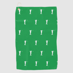 White Sports Golfer Silhouette Golf Towel