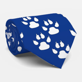 White Sports Mascot CLAW Paw On Dark Blue Neck Tie