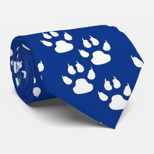 White Sports Mascot CLAW Paw On Dark Blue Neck Tie