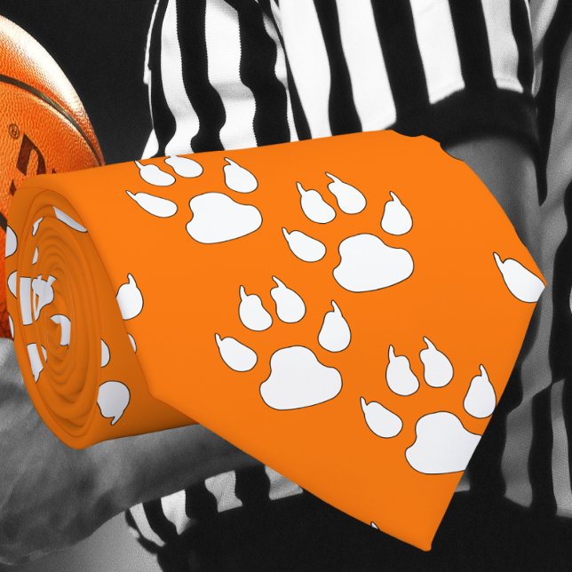 White Sports Mascot CLAW Paw On Orange Neck Tie (Creator Uploaded)