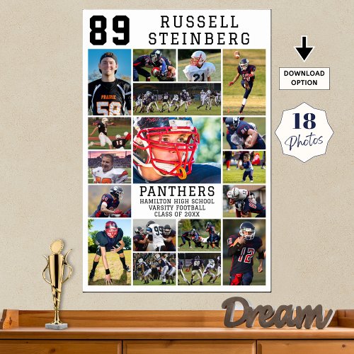 White Sports Senior Graduation 18 Photo Collage