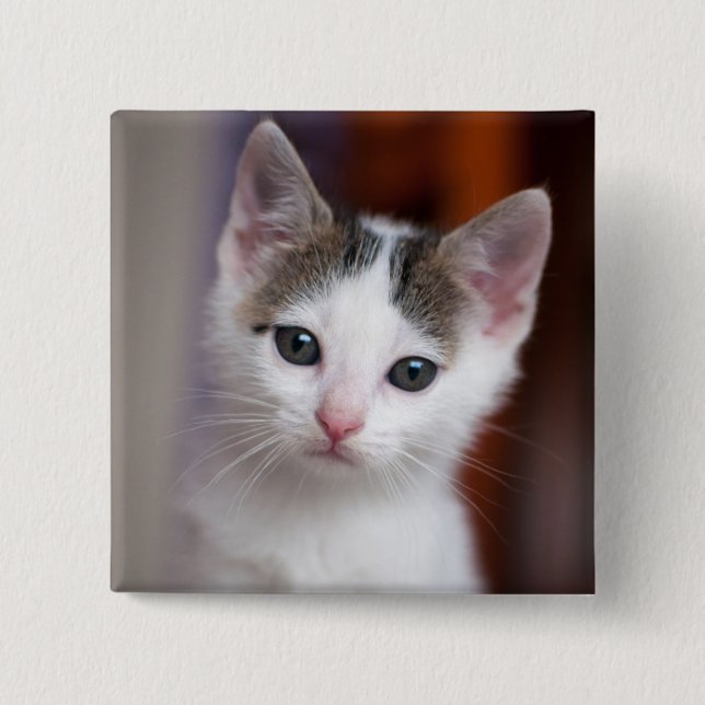 White Spotted Kitty Button (Front)