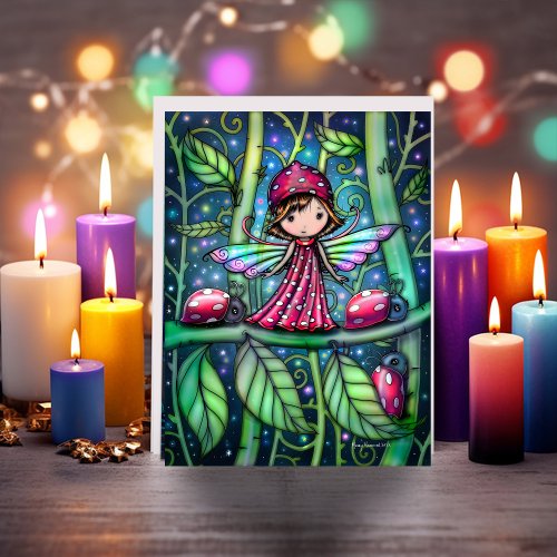 White Spotted Ladybug Fairy Molly Harrison Card