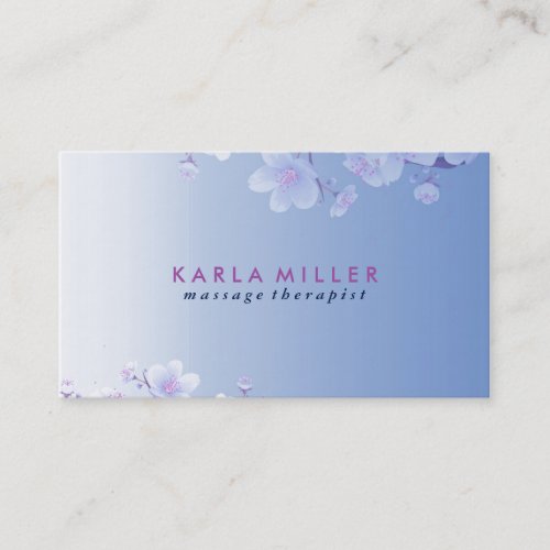 White Spring Blossom Sky_Blue Background Business Card