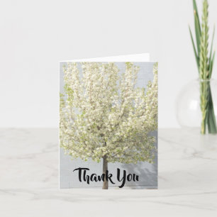 White Spring Blossoms Filled Tree Letterpress Thank You Card