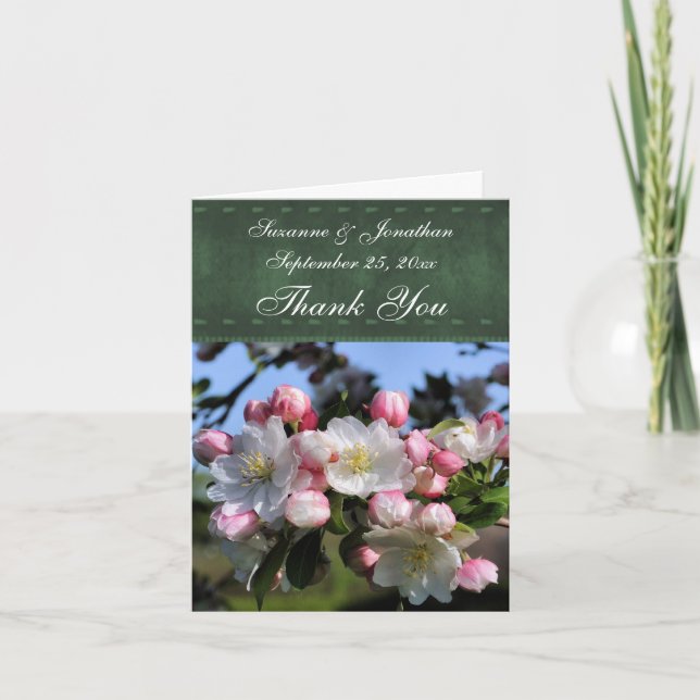 White Spring Blossoms Personalized Wedding  Thank You Card (Front)