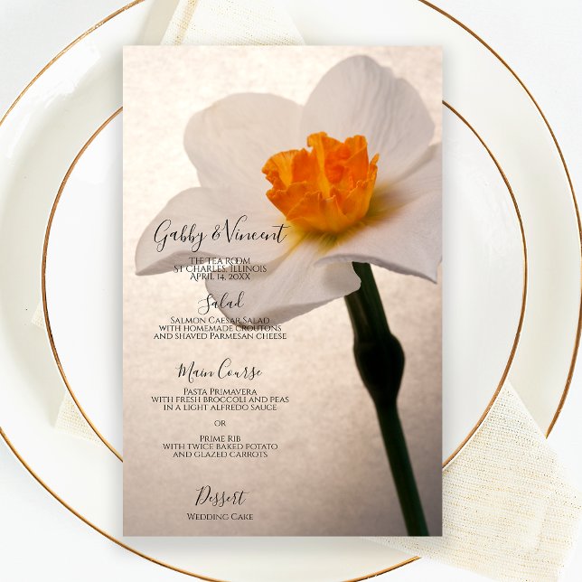White Spring Daffodil Wedding Menu (Creator Uploaded)