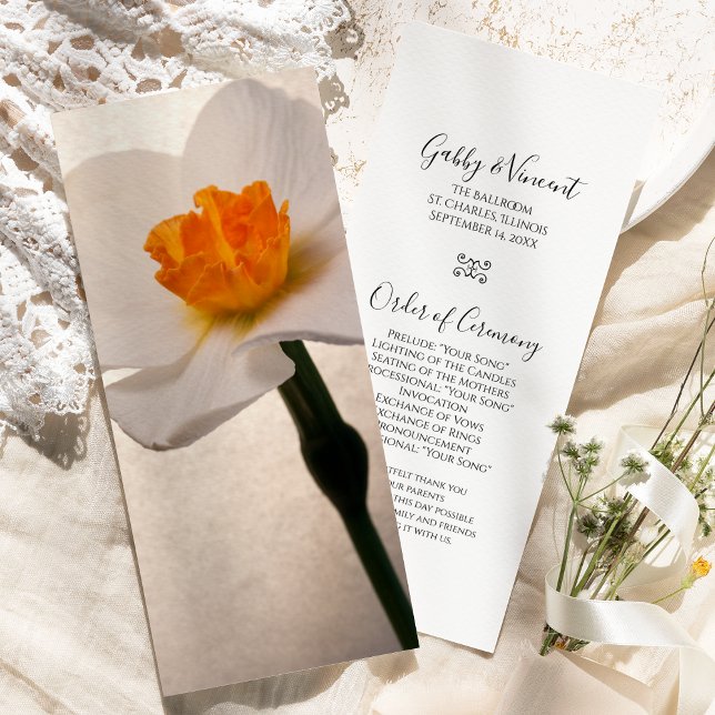 White Spring Daffodil Wedding Program (Creator Uploaded)
