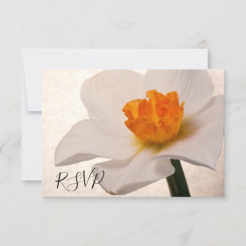 White Spring Daffodil Wedding RSVP Response