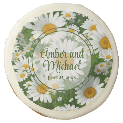 White spring floral white daisies greenery sugar cookie
