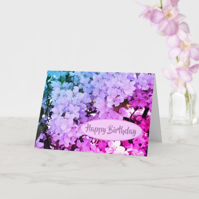 White Spring Flower Blossoms Birthday Card (Orchid)