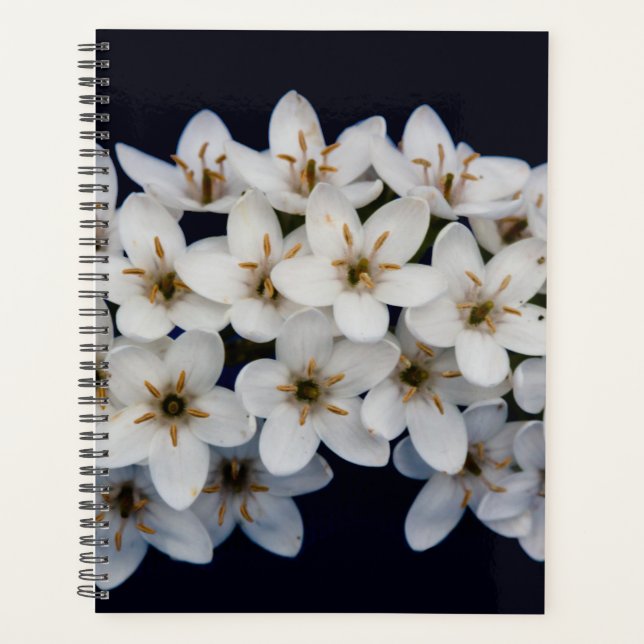 White Spring Flowers 2026 Planner | Elegant Floral (Front)